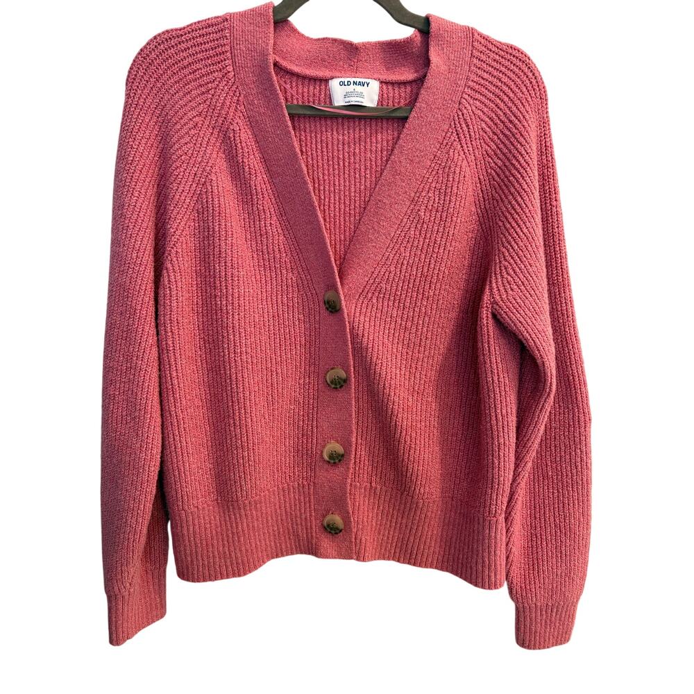 Old Navy Rose Pink Ribbed Button-Up Cardigan